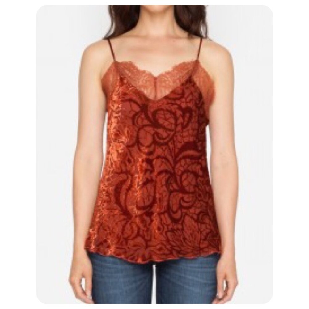! 4 Love and Liberty by Johnny Was Velvet Lace Cami Spaghetti Strap Tank Top S